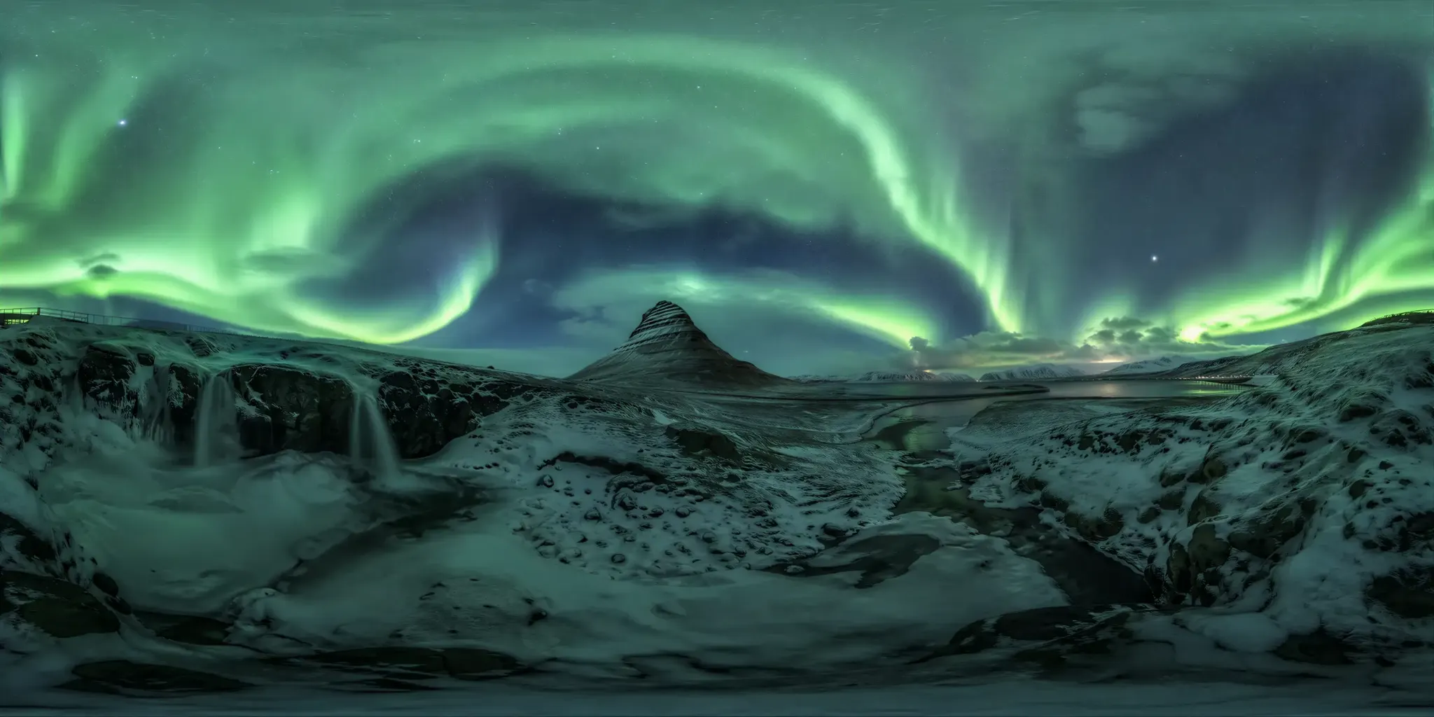 A dramatic high-altitude mountain panorama, the kind of summit view BeamTo can generate in 360°